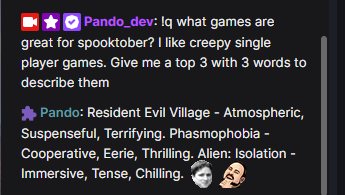 AI Assistant on Twitch example